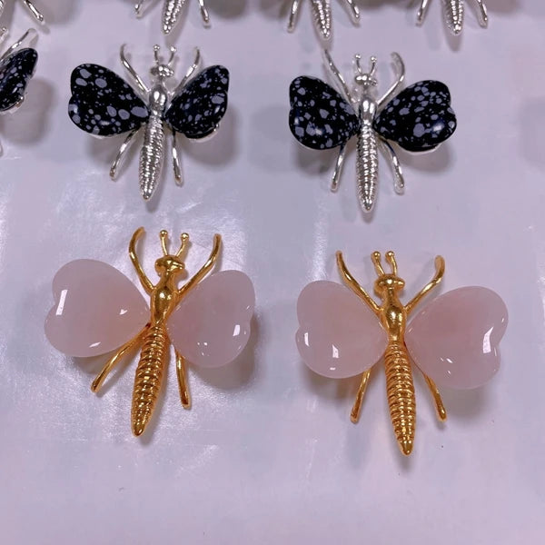 DIY Big Size Natural Raw Stone Rose Quartz Crystal Butterfly Crystal Folk Crafts