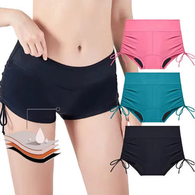 Women's & Girls' 4-Layer Leakproof Knitted Menstrual Panties Heavy Absorbency Breathable Cotton Solid Classic for Period Briefs