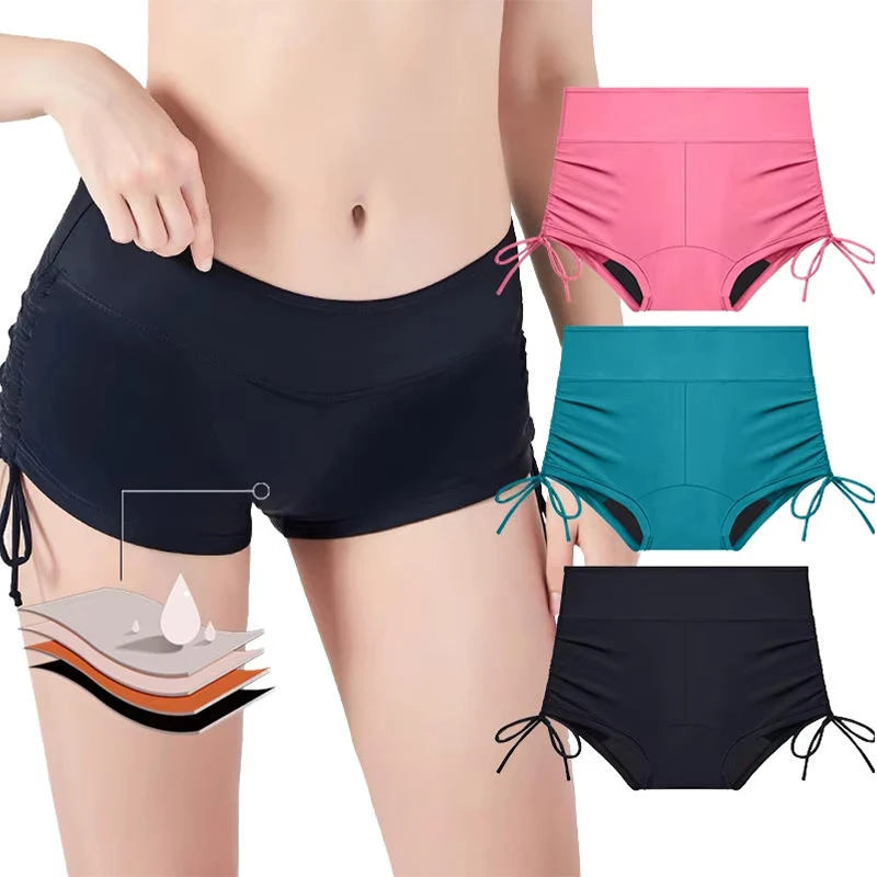 Women's & Girls' 4-Layer Leakproof Knitted Menstrual Panties Heavy Absorbency Breathable Cotton Solid Classic for Period Briefs