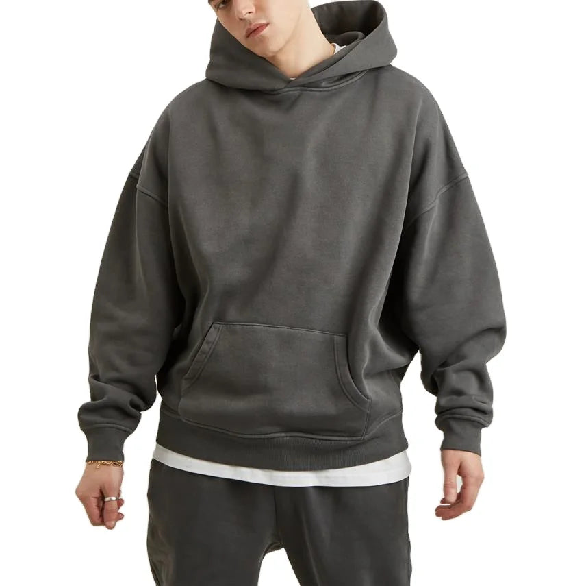 Yali High Quality Thick Blank Vintage Hoodies Wholesale Plain Oversized 100% Cotton 450 Gsm 380gsm  Heavyweight Hoodie