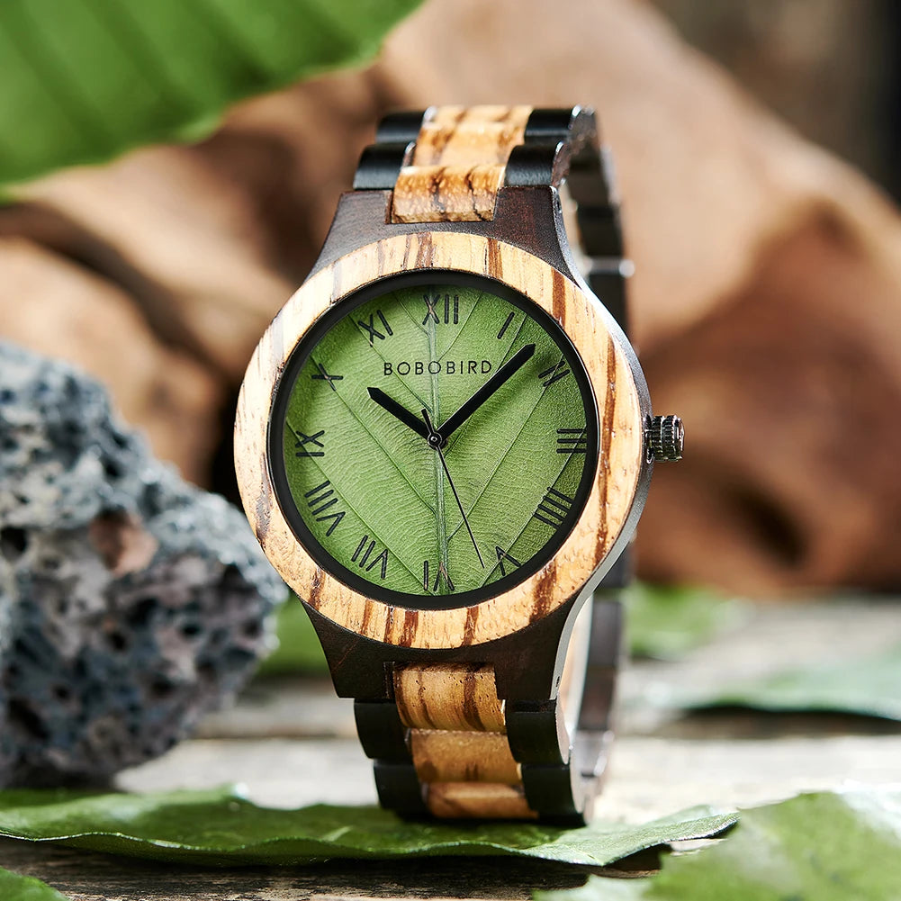 TimelessTreeLeaf Custom Logo Vintage Foliage Texture Detail Watch Low MOQ Dropshipping Fast Delivery for Business Sports
