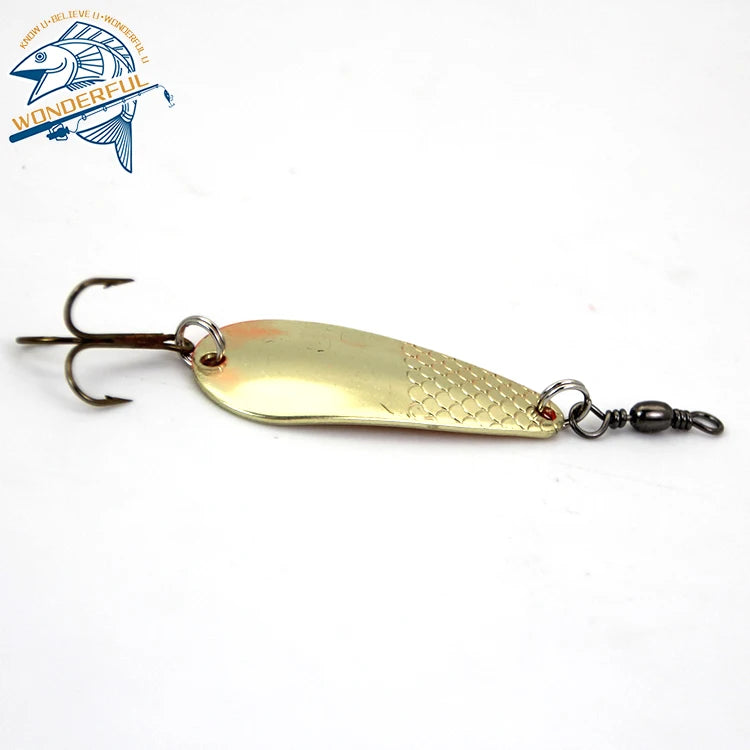 Freshwater Saltwater Casting Pike Bass Hard Metal Spoon Spinner Bait With Treble Hook