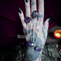 BM43303 Witch Wicca Jewelry Raw Amethyst Free Form Electroformed Bangle Adjustable Antique Copper Plated Cuff Bracelet