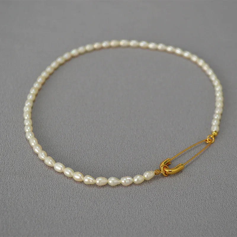 Fine Jewelry Brass 18k Gold Plated Natural Pearls Freshwater Pearl Necklace for Women
