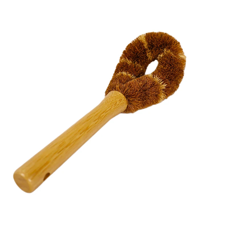 24cm Coconut Fiber Pot Bamboo Brush  Eco Cleaning Brush Tools for Pots and Dishes