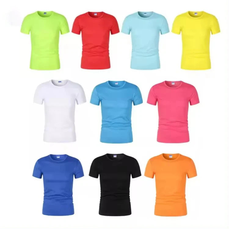 Customized Cheap Wholesale Blank Men's 100% Polyester Solid Knitted Quick Dry Silk Screen Printed Short Sleeve Sports T-shirts