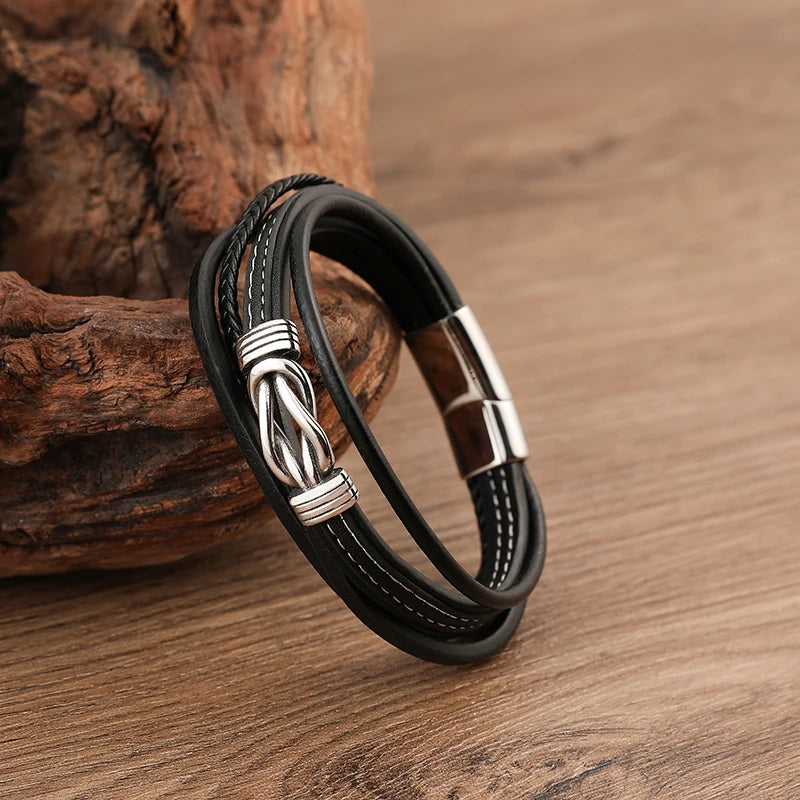 Wholesale Leather Eternal Love Knot Bracelet Multi-layer Celtic Bracelet Mens Bracelet Jewelry