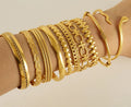 Waterproof 18k Gold Plated Adjustable Cuff Bangle Open Tarnish Free Stainless Steel Women Fashion Jewelry Snake Bracelet
