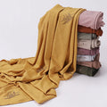 Fashion New Solid Color Knitted Striped Hot Drill Turban Scarf Malay Indonesian Plain Jersey Rhinestone Head Wraps  Hijabs