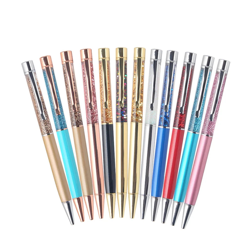 Customized Floating Glitter Ballpoint Pens Sports Logo Metal Pens 1.0mm Writing Width Oil-Based Novelty Liquid Ballpoint Gifts