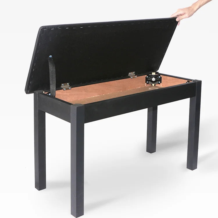 B-111 Factory Adjustable Leather & Wooden Foldable Black Piano Bench with Book Box for Piano Accessories