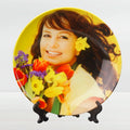 Topjlh 3D Sublimation Blank 8 Inches White Ceramic Plate Full Front Custom Printing with Stand for Photo Display Personal Gifts