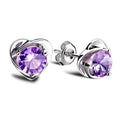 Minimalist 925 Silver Plating Women Heart Shaped Zirconia Stud Earring Jewelry