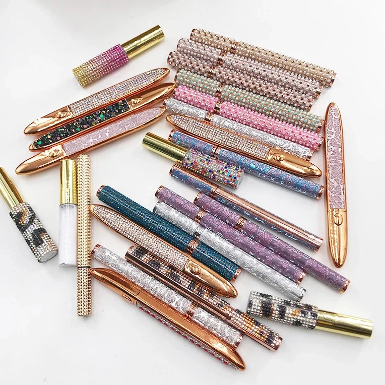 2 in 1 Eye Liner Pen Diamond Bling Glitter Liquid Eyeliner No Glue Non Magnetic Eye Liner Self-adhesive Eyeliner for EyeMakeup