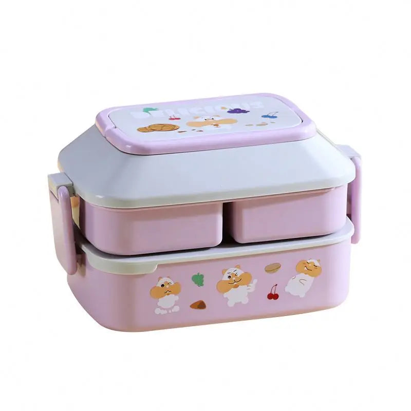 Zogifts Cute Cartoon Compartment Take Out Container Reusable Leakproof Sealed Food Lunch Box for Kids Bento Style