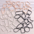 14pcs/Lot Assorted Geometric Hollow Pressed Flower Frame Pendant Resin Jewelry Making Bezel Mold