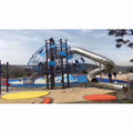 Kids Playing Hanlin Brand Stainless Steel Curved Single Player Slide Set Playground Equipment Transparent Cover Adults Outdoor