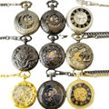 Mix 9 Vintage Stainless Steel Hollow Automatic Mechanical Pocket Watch