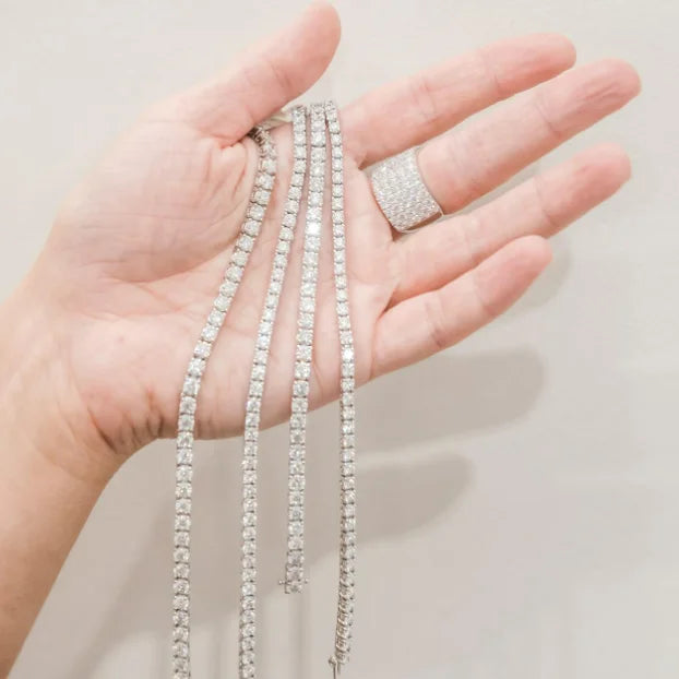 Factory Price 2mm 3mm 4mm 5mm Moissanite Tennis Necklace Silver 925 Vvs Moissanite Tennis Bracelet Pass test Hip Hop Jewelry