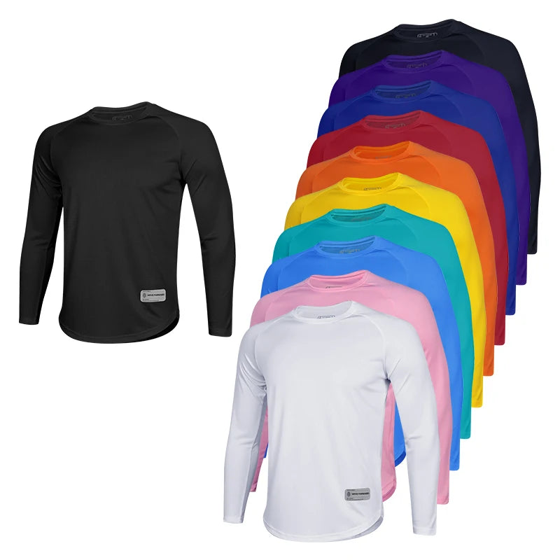 Mens Full Sleeve T-shirt Wholesale Custom 100% Polyester Breathable Sports Shirts Men Fitness Shirt