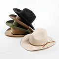 Western Style Mexican Wool Felt Sombrero Hat Fashion Men Women Rolled Brim Fedora Hats