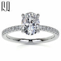 PYQ Luxury 1ct 2ct 3ct 925 Sterling Silver Engagement Rings Oval Cut Moissanite Wedding Rings for Women