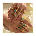 Wholesale Best Price Stainless Steel 18K Multiple Color Natural Stones Adjustable Opening Finger Rings for Women