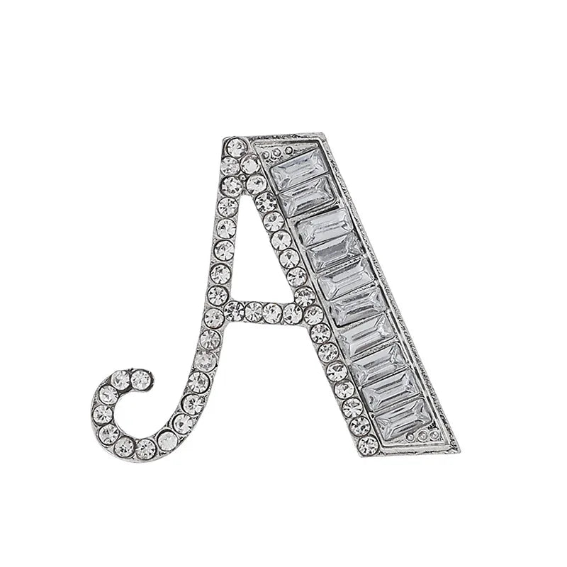 Custom Jewelry Mens Womens Pin Brooches Crystal Diamond Capital Letters Alphabet Rhinestone Badge Scarf Clip Lapel Pin Brooch