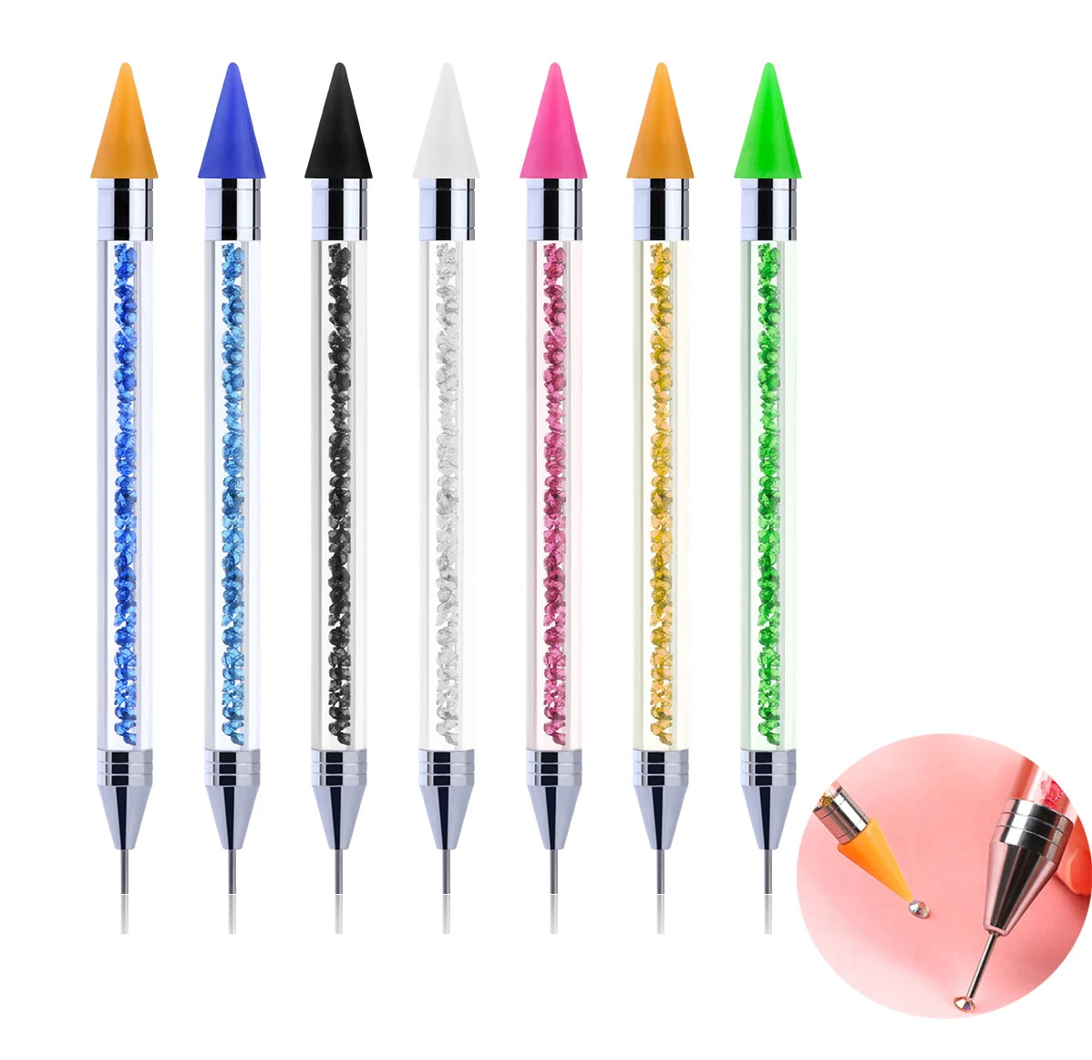 LS Double Head Drill Pen Diamond Painting Tools Printed Resin Wax Nail Art Picker Pen Wholesale Point Drill Pen Tips