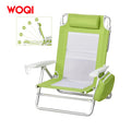 WOQI Flat Adult Reclining Chair Heavy Portable Folding Lightweight with Refrigerated Bag Camping Chair Beach Outdoor