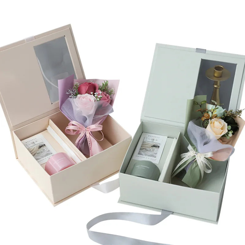 Hot Sale Packaging Box Aromatherapy Perfume Flowers Birthday  Valentine's Day Gift Box with Clear Window