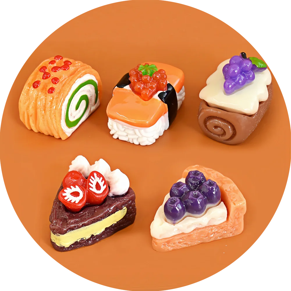 Sweet Cake Miniature Dessert Resin Flatback Cabochon for Dollhouse Simulation Food Earrings Pendants Cream Crafts Decoration