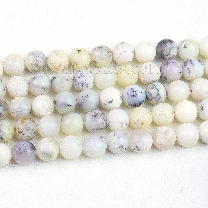 Wholesale Natural Dendrite Opal Beads While Black Gemstone Loose Bead Strand for DIY Bracelets Jewelry Making 8mm