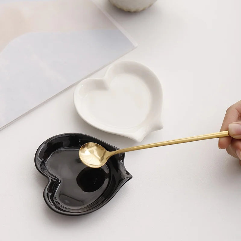 Modern Household Ceramic Soup and Coffee Spoon Rack with Roasted Flower Tray Creative Storage Holder for Kitchen Use