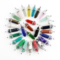 Natural Stone Quartz Crystal Opal Agates Hexagonal Column Pendulum Pendant Leather Chains Necklace Fashion Charms Pendant