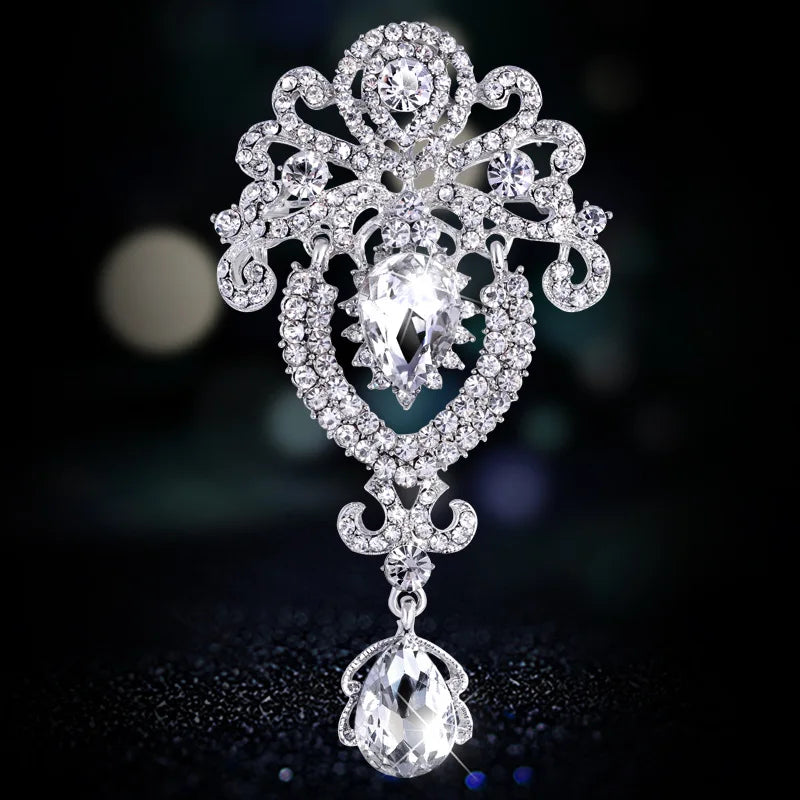 Fashion Jewelry Crown Crystal Rhinestone Luxury Customized Designer Brooches for Women