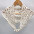 Y-Z 100%cotton White Lace Fabric Triangle Dyed Scarf Women Knitted Hollow Sweet Shawl False Collar Wholesale