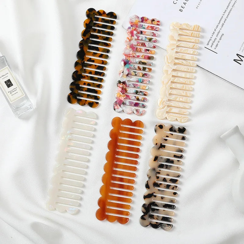 Custom Leopard Marble Tortoise Celluloid Acetate French Eco Wide Teeth Pocket Styling Comb Hair Brush