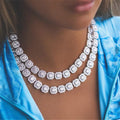 11mm Iced Out Clustered Tennis Chain Square Lattice 5A CZ Stone Cubic Zircon Box Clasp Chokers Necklaces for Men Jewelry