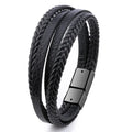 Trendy Genuine Leather Bracelets Men Multilayer Braided Rope Bracelets Jewelry