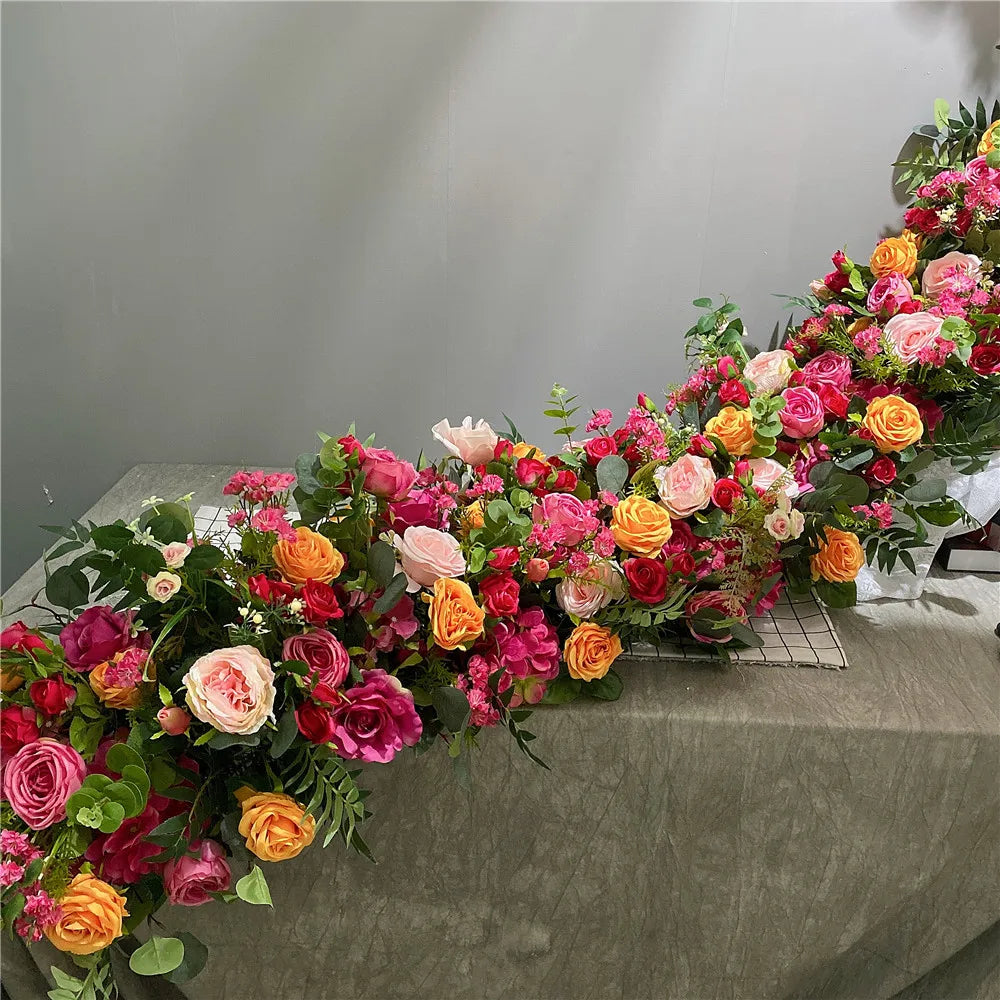 Diy Artificial Magnolia Rose Flower Runner Decoration Centerpieces Reception Wedding Table Garland