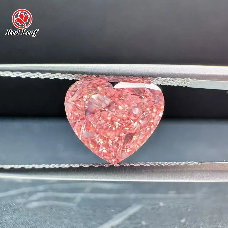 Redleaf IGI Certified Heart Cut Modified 1CT & 2CT Lab Grown Pink Diamond CVD & HPHT Lab Created Loose Diamonds