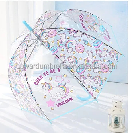 Transparent unicorn Umbrella Kids Children Customized Printing Transparent Umbrella