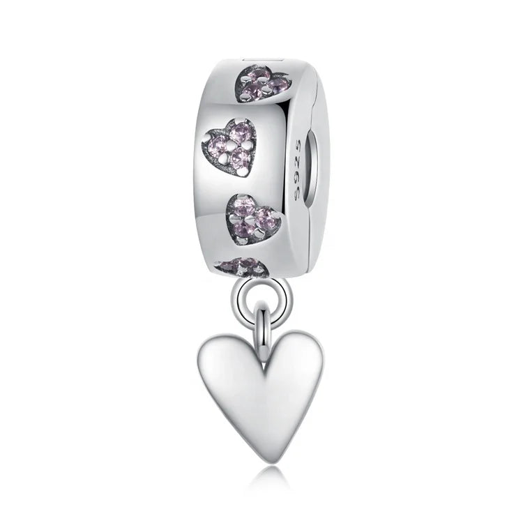 Youchuang Hot Sale Cubic Zirconia Bulk Heart Charm Bangles Wholesale Sterling Silver Clasp 925 Fashion Jewelry Pendants & Charms