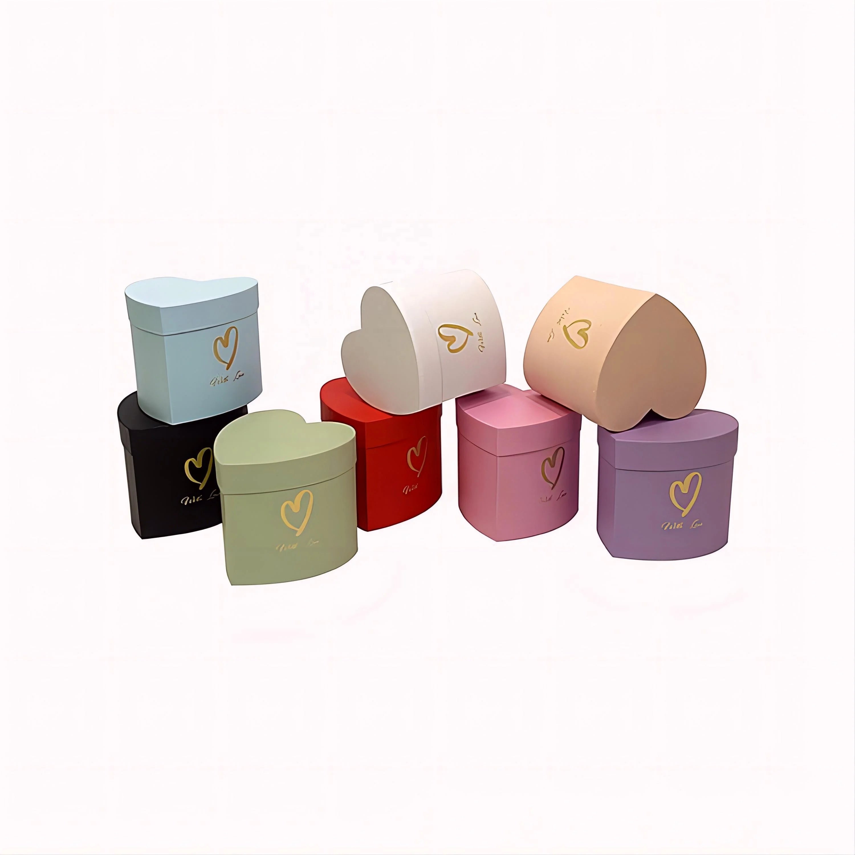 High Quality Macaroon Color Single Small Heart-Shaped Flower Box Embossed Matt Lamination for Gift Packing