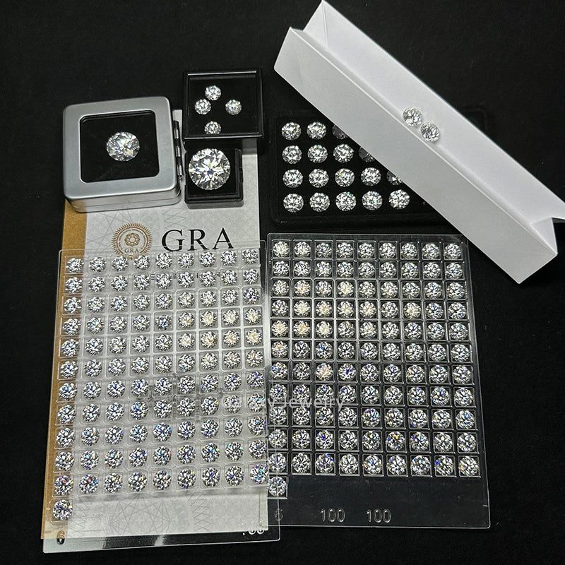 100% Pass Diamond Tester Synthetic Round Brilliant Cut Def Color Loose Lab Grown Moissanite Diamonds for Sale