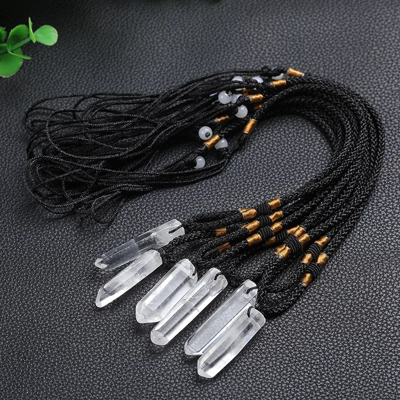 Wholesale clear Quartz White Crystal Gemstone Pendant Natural Healing Crystal Natural Raw Stone Pendant Necklace