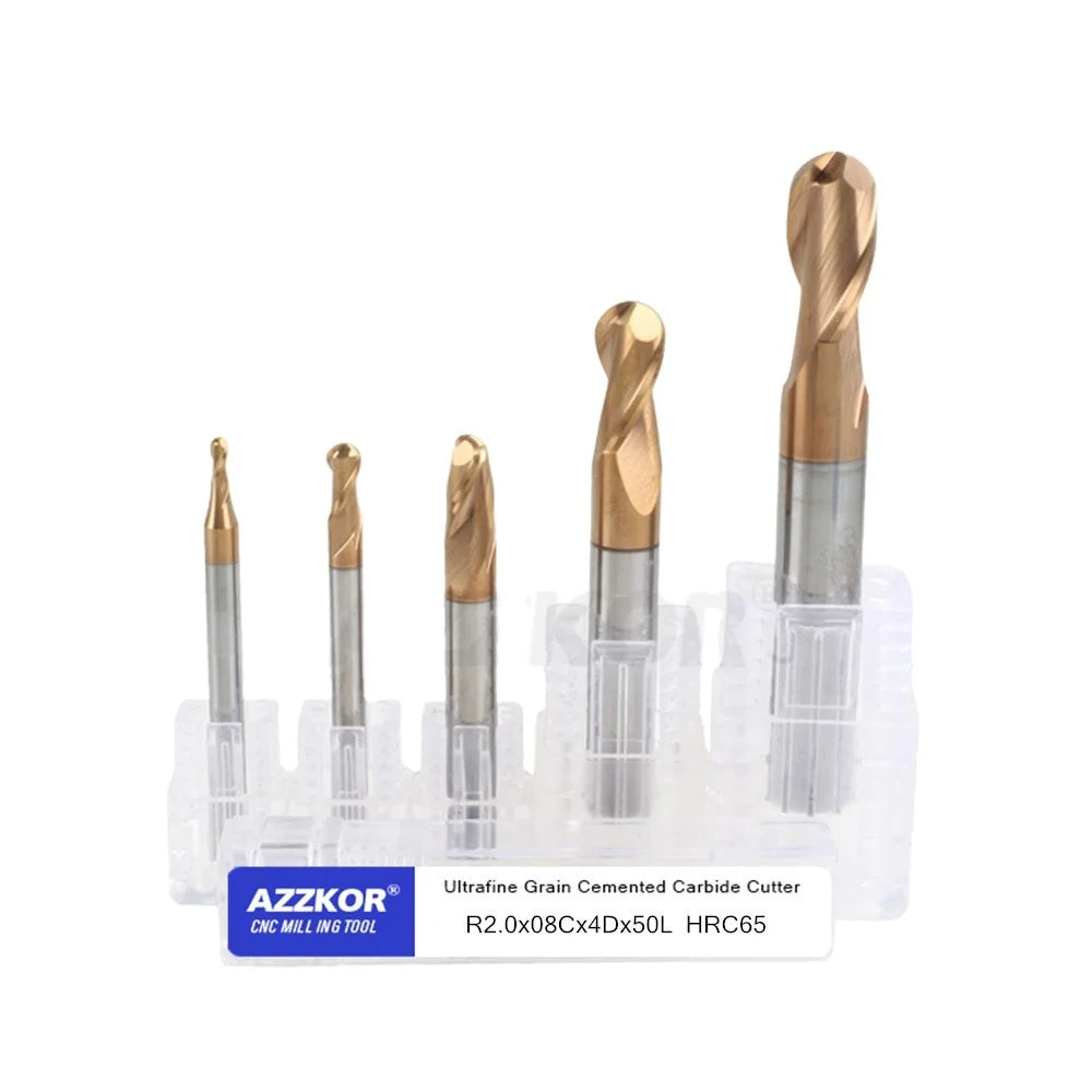 Milling Cutter Alloy Coating Tungsten Steel Tool Cnc Machine Hrc65 Ball Nose Endmills AZZKOR Endmill