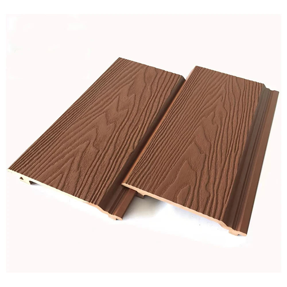 3D Wood Facade Embossing Plank WPC Outdoor Cladding Wall Panel Composite Luxury Exterior House Decoration Cladding Material