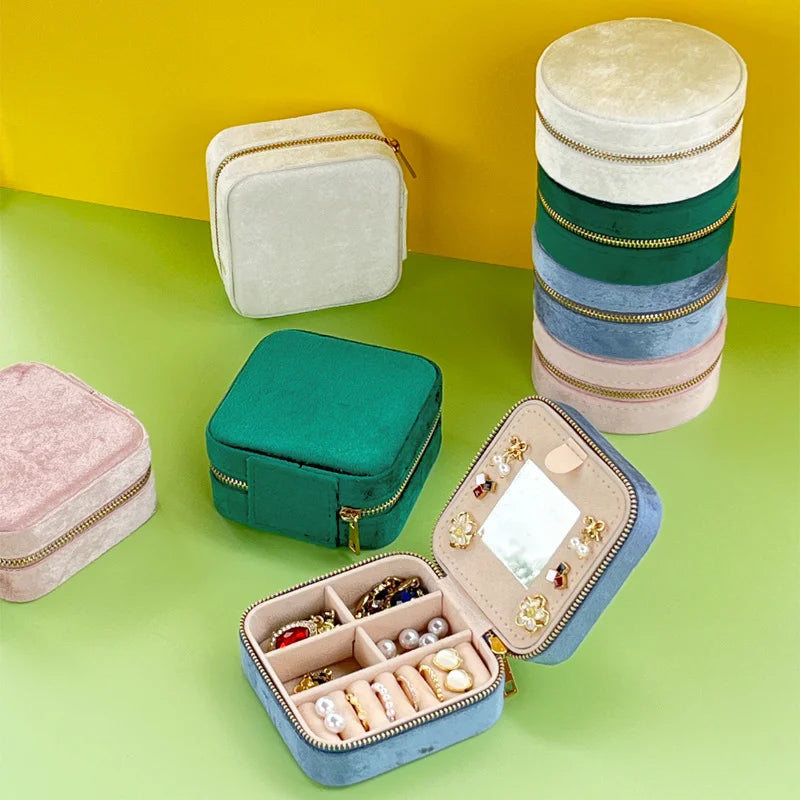 FORTE New Products Luxury Jewelry Boxes Customized Logo Pink White Travel Storage Box Velvet Jewelry Organizer Box